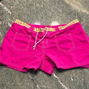 Board shorts. Cover up. Pink. Velcro fly